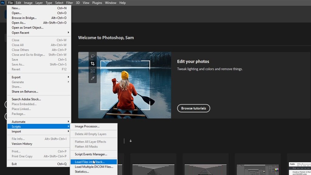 Load Files into Stack in Adobe Photoshop