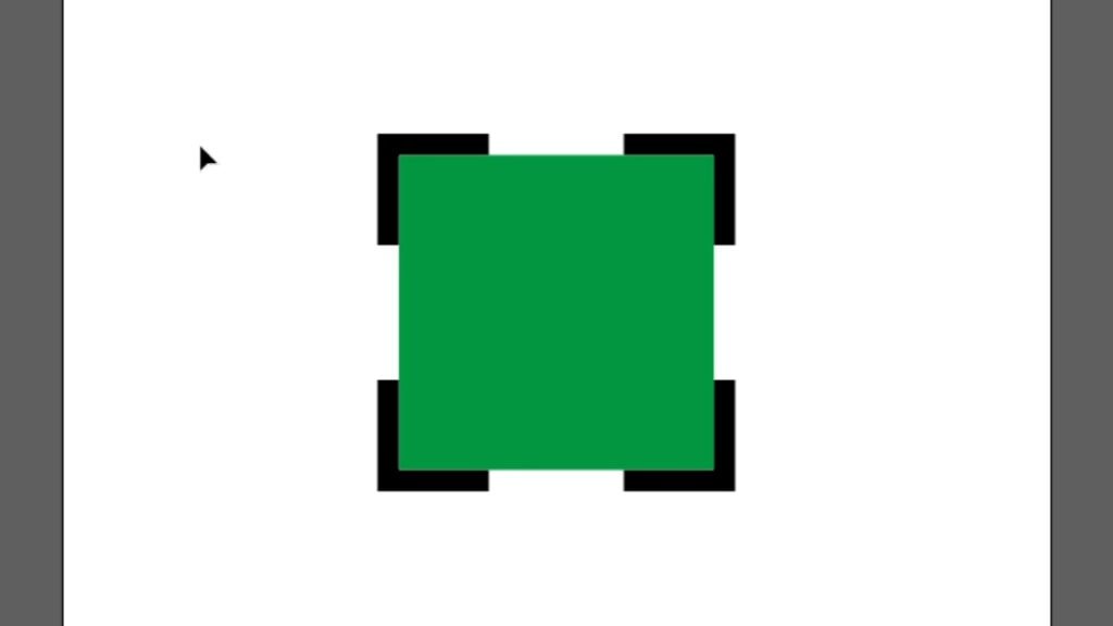 Green square overlapping four black squares in Adobe Illustrator