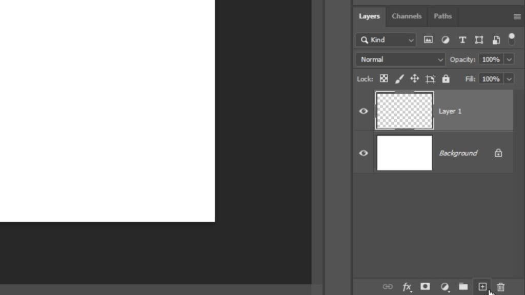 Adding a new layer in Photoshop
