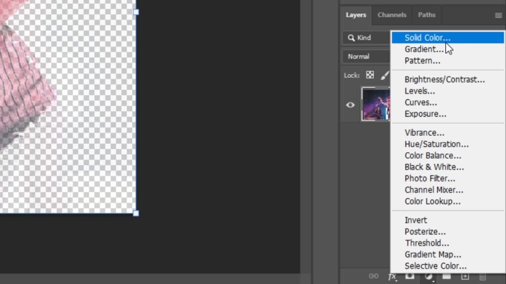 Creating a Solid Color fill layer in Photoshop