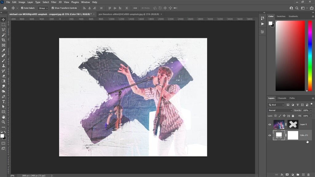 Moving a white Color Fill layer to the bottom of the Layer Stack in Photoshop