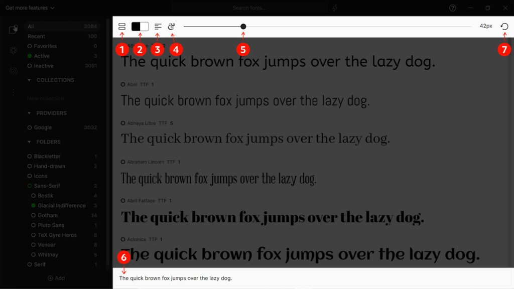 An overview of the font preview features in FontBase